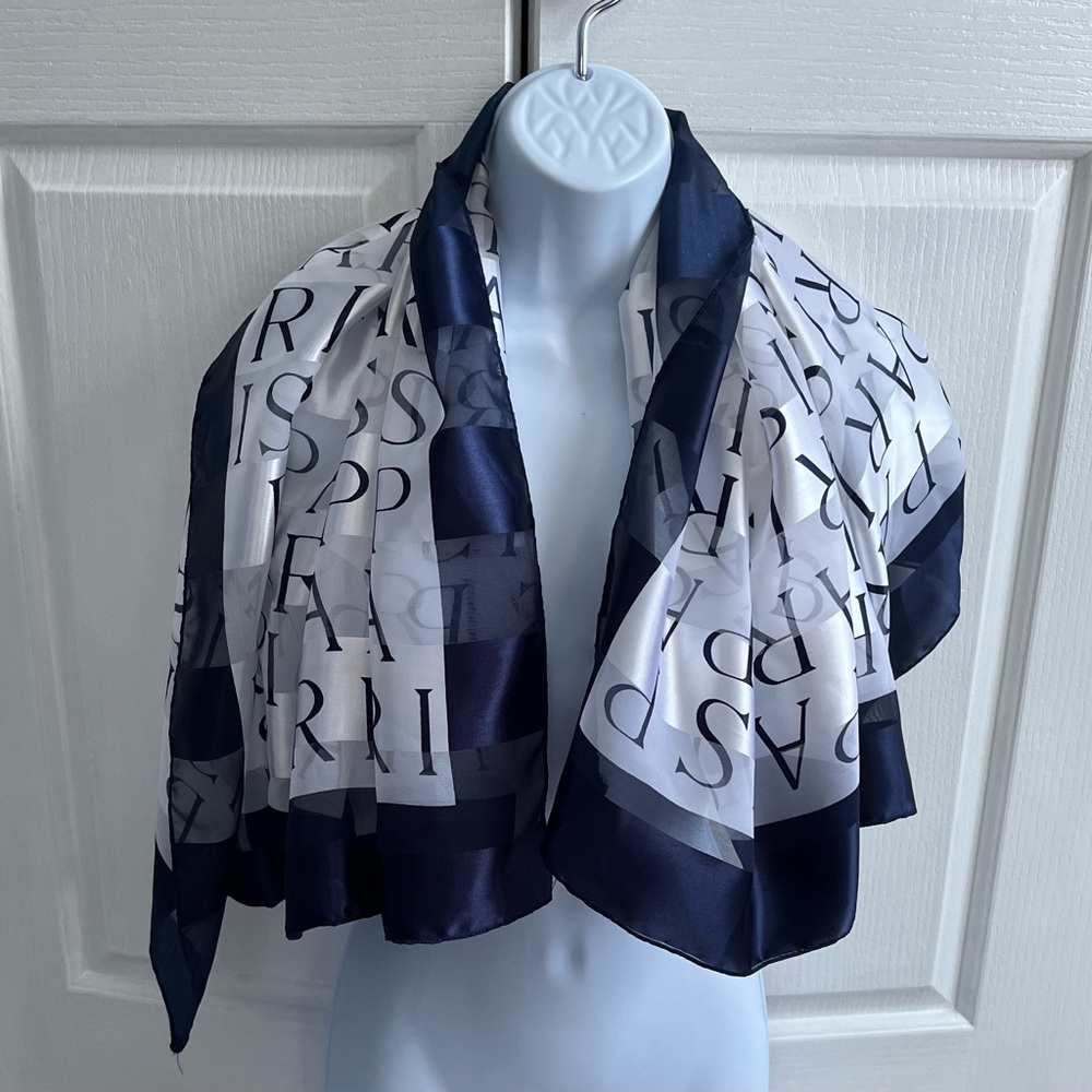 Vintage Silk Blend Scarf With Paris Motif.  Square 38x38.